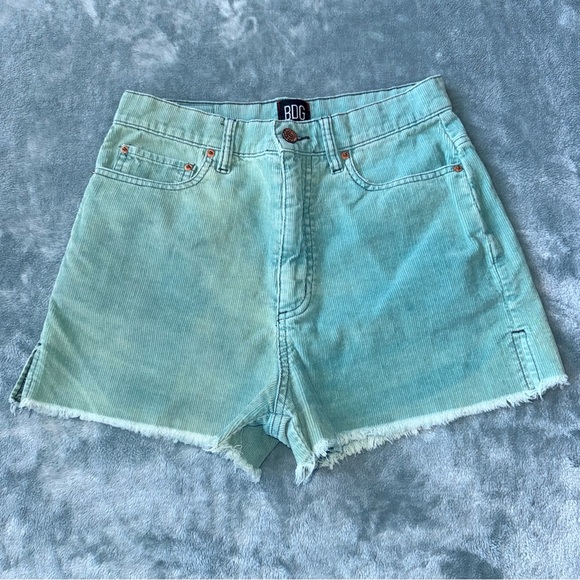 BDG Pants - BDG Women's Aqua Corduroy Girlfriend High Rise Shorts size 27 Distressed look